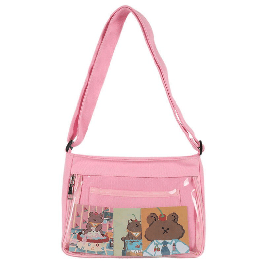 MILLEVIBE ITA Crossbody Bag - Cute Plush Accessory, Transparent PVC Layer, Dual-Wear Options, Kawaii Style For Women