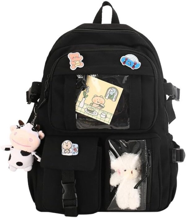 Black Cute Large Ita Bag Backpack Kawaii Pin Bag