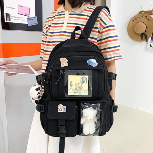 Black Cute Large Ita Bag Backpack Kawaii Pin Bag