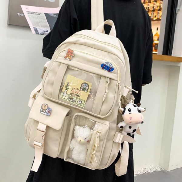 White Cute Large Ita Bag Backpack Kawaii Pin Bag