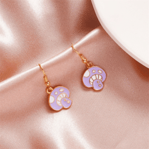 Purple Rounded Mushroom Earrings