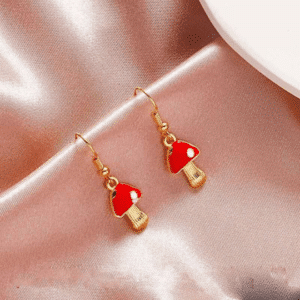 Solid Red Mushroom Earrings