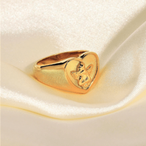 18K Gold Angel Ring Stamp Ring Signet Ring