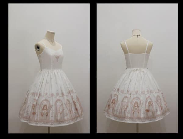 white Cute Goth Dress Short Gothic Dress on mannequin