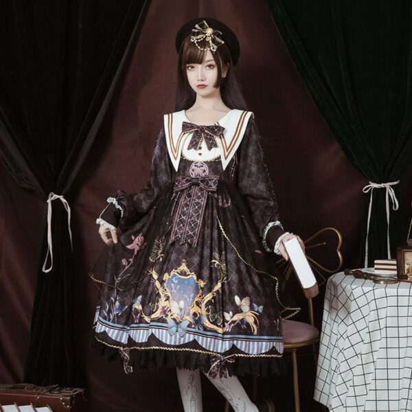 illustated Rare Lolita Victorian Style Dress
