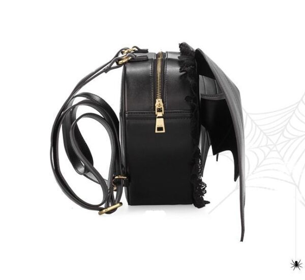black goth bat backpack side profilel