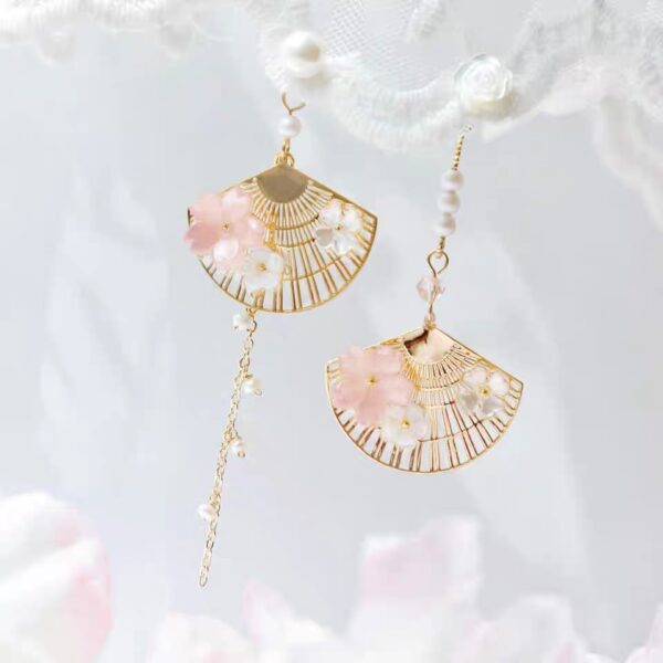 sakura japanese earrings on white background