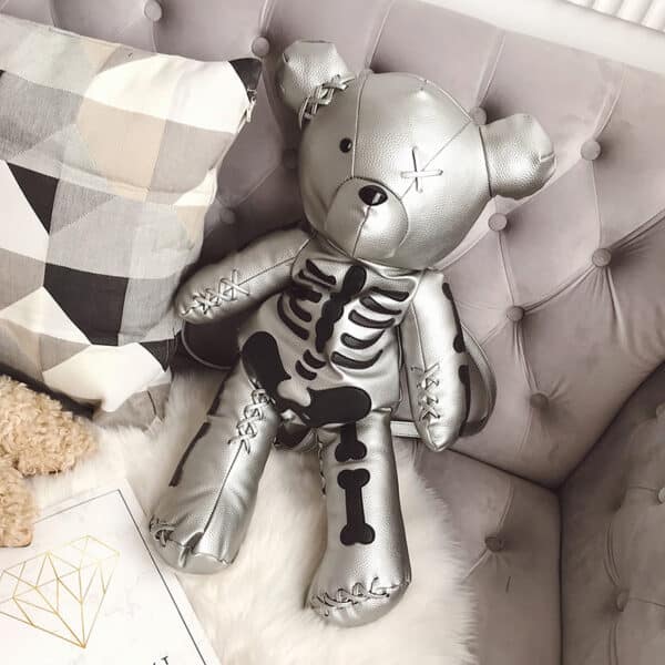 spooky purse bag silver skeleton bear