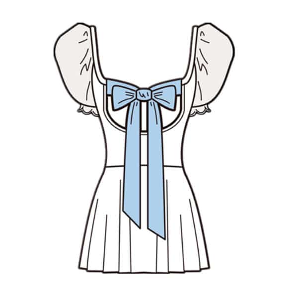 design illustration of Dress One Piece Swimsuit with blue bow on the back