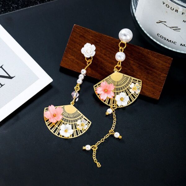 sakura earrings with fan