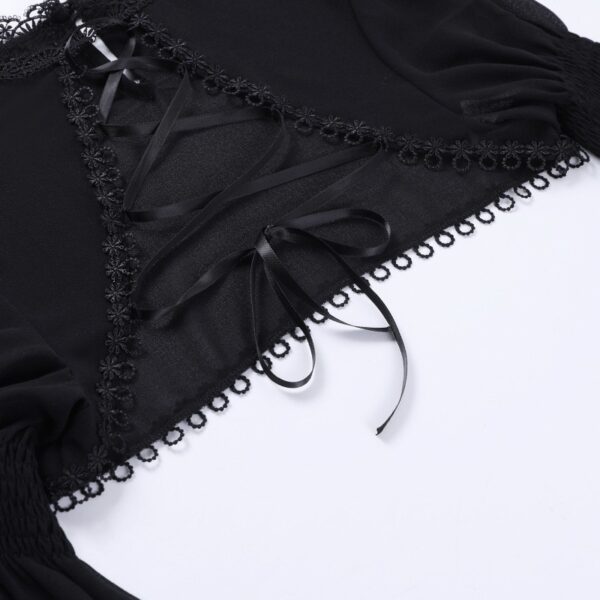 string details of black Lace Goth cardigan