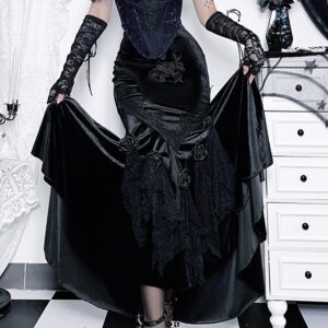 Premium Black Goth Skirt Long Gothic Skirt
