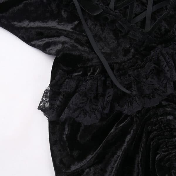 details of Velvet Gothic Mini Dress with lace