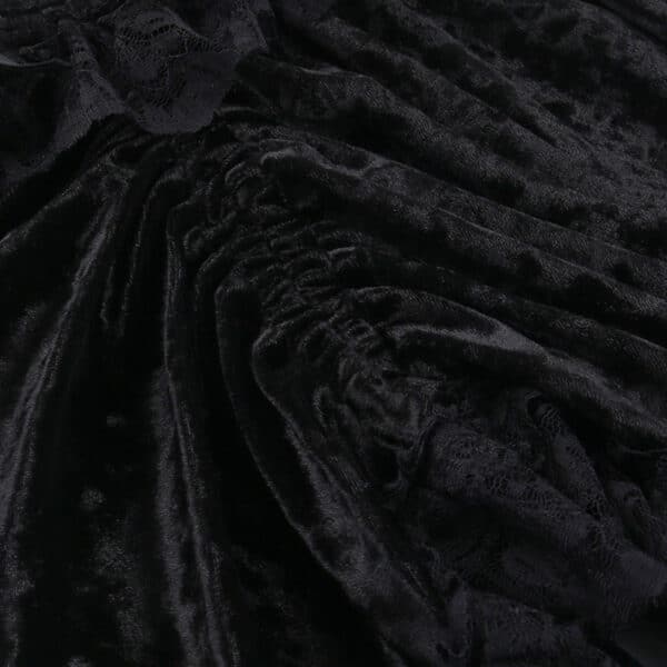 details of black fabric of Velvet Gothic Mini Dress