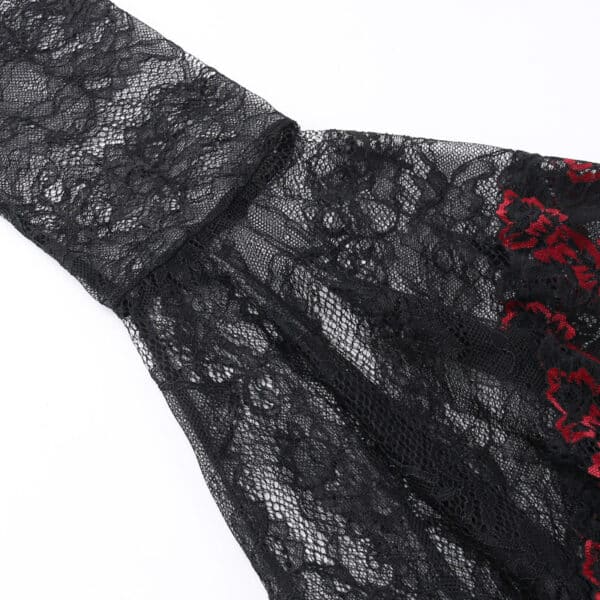 red and black lace details of gothic cardigan