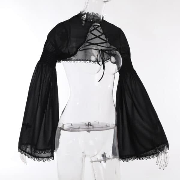 Goth Cardigan Sleeves on transparent mannequin