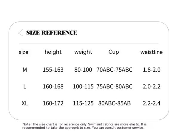 size chart for lace swimwear