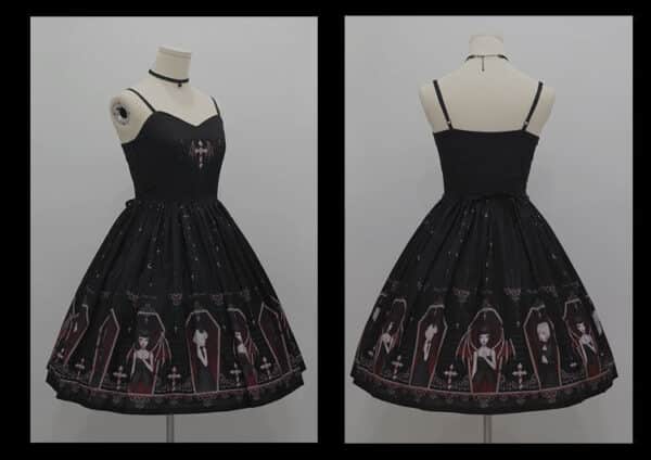 black Short Gothic Dress on mannequin