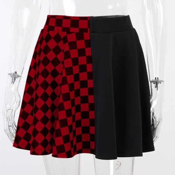 red Check Goth Mini Skirt