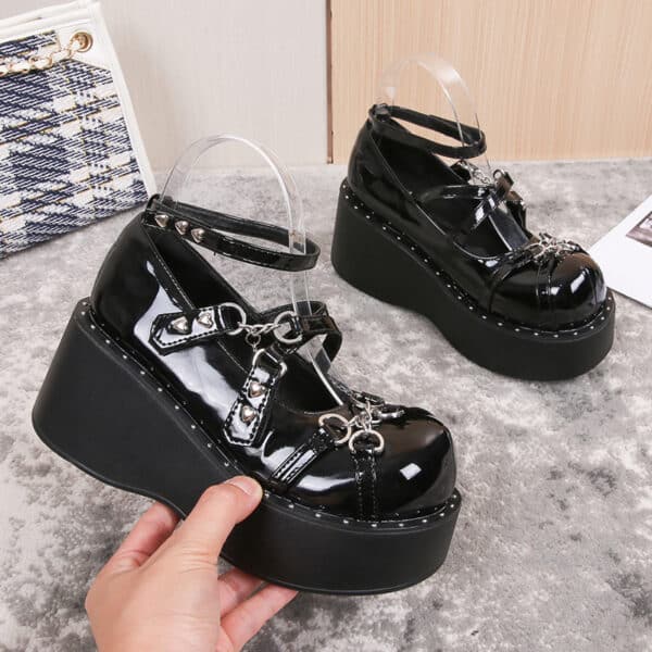 black Vital Goth Mary Jane Shoes