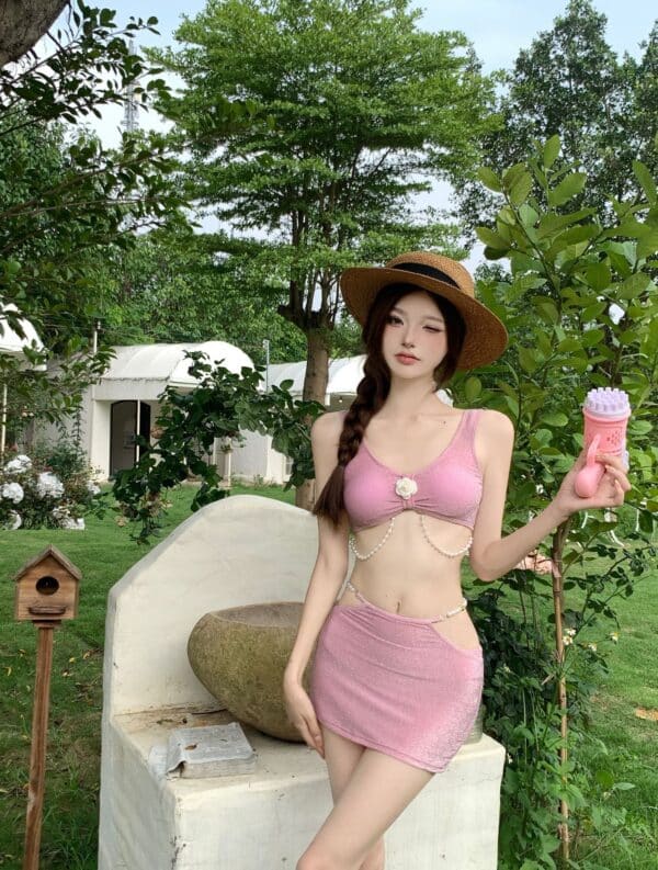 korean model photographed with Korean Bikini with Skirt Bikini