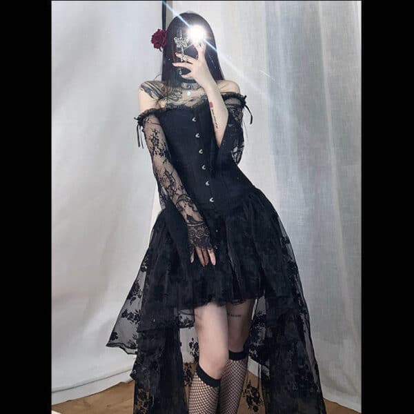 long black sheer Goth Corset Dress