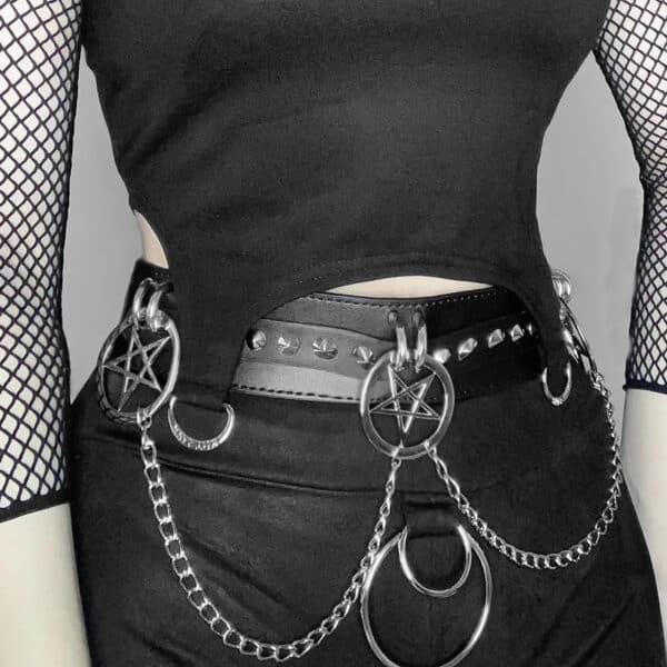black leather goth shorts on girl