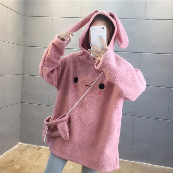 pink Softest Bunny Hoodie with Ears + Bunny Bag