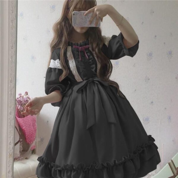 girl posing wearing Short Victorian Dress