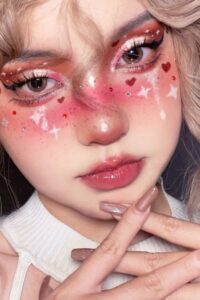 kawaii makeup in pink colors