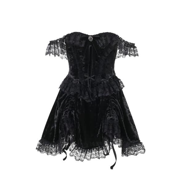 velour Goth Mini Dress on white background