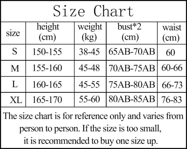 size chart for bathing suit