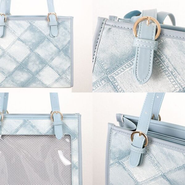 detailsof blue tote bag