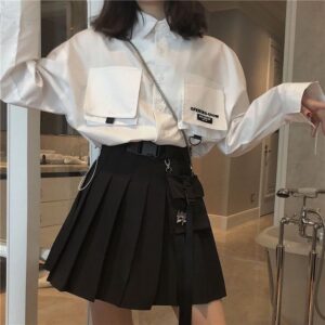 Black Pleated Skirt Kpop Outfit Idea