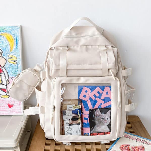 white Backpack Ita Bag for pin display