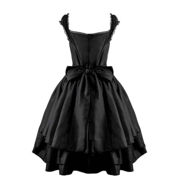 back of mid length Victorian Dress black