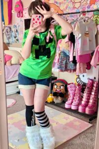 modern kawaii outfit with minecraft tshirt