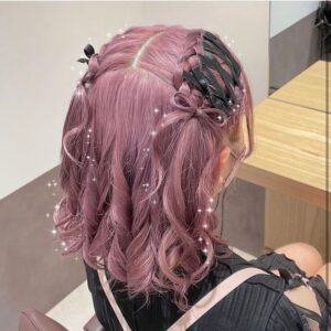 purple hair in cute style