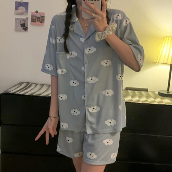 Cute Cloud Pajamas Set Blue Kawaii Pajamas