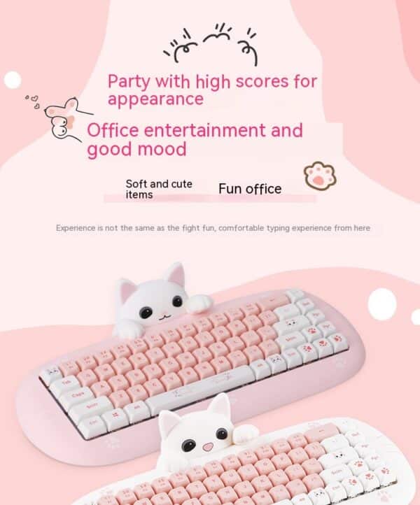 cute kawaii keyboard with cat design