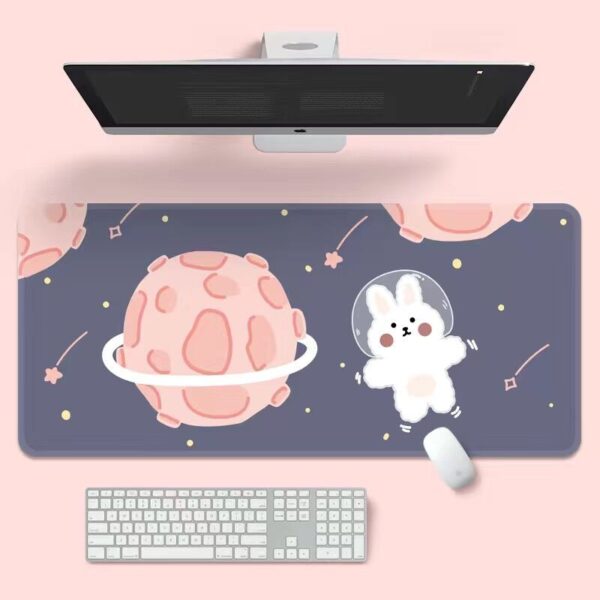 Space Desk Mat panet design and rabbit cartoon