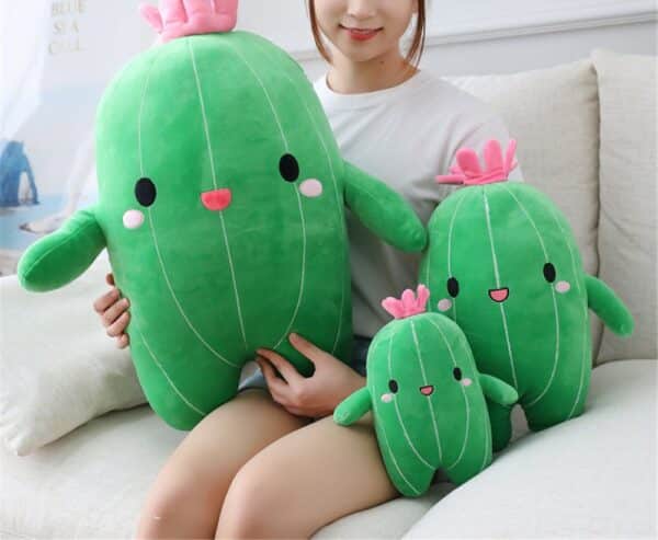 kawaii girl with cutest Cactus Plushy