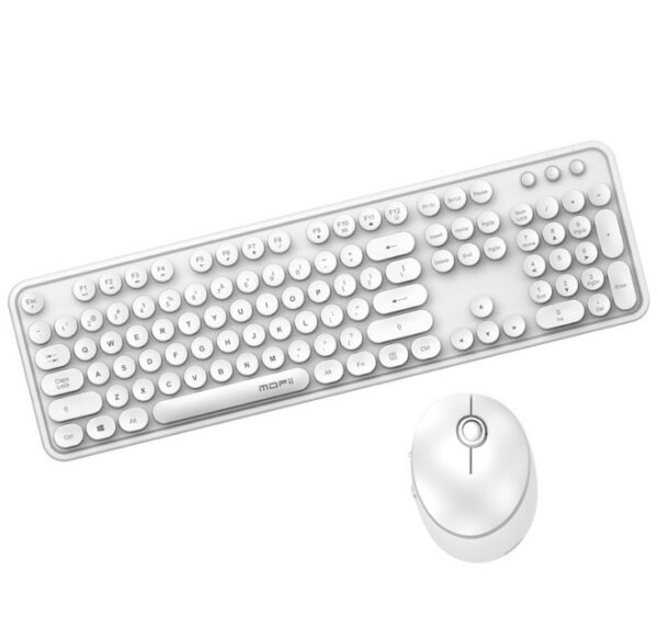 white wireless cute Keyboard and Mouse set