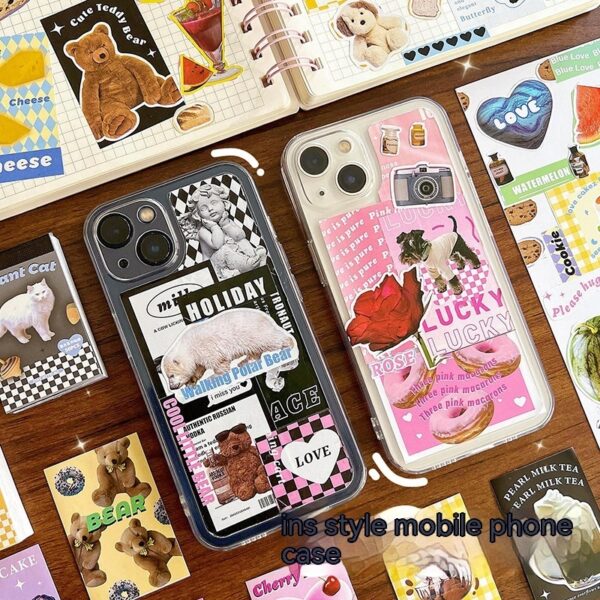 retros phone case stickers pink Rectangle Stickers book cute Retro Sticker Book rectangle cute vintage stickers 50 Pcs