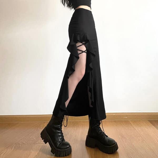 Unique Goth Maxi Skirt black