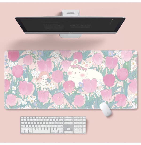 pink tulips Floral Mouse Mat