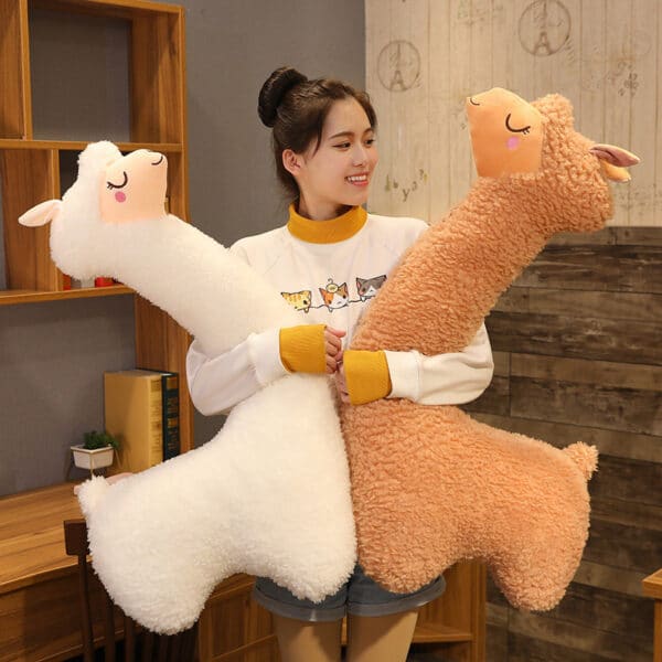 kawaii girl hugging Large Alpaca Plush Toy Cute Alpaca
