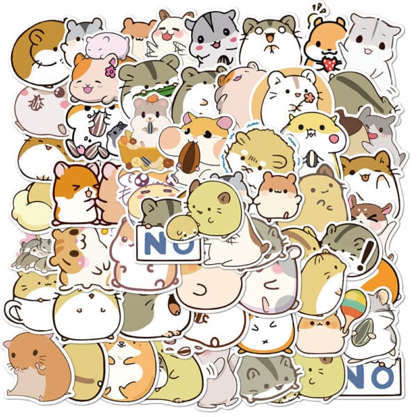 Kawaii Hamster Stickers Cute 5O Pcs Waterproof