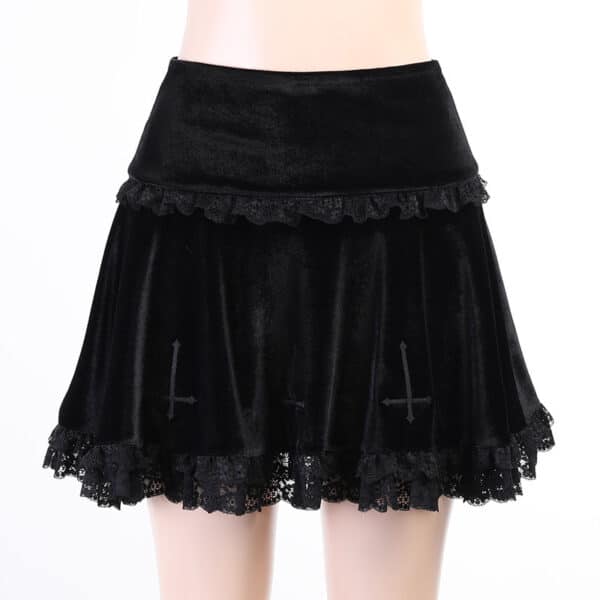 winter Gothic Mini Skirt in black color