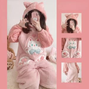 Kawaii Onesie Pink Cute Onesie Pajamas cat